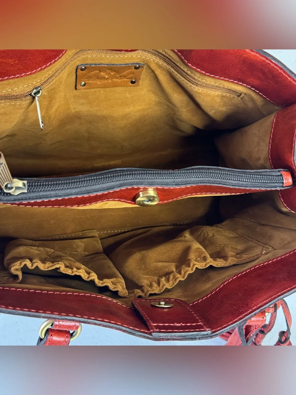 Patricia Nash Leather Primrose Satchel FOX (Reddish) Italian Nubuck Handbag